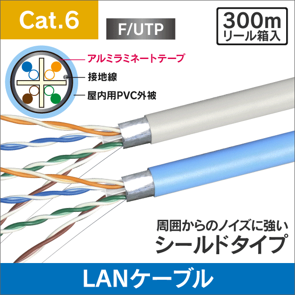 LANケーブル F/UTP(アルミシールド型) 300m巻 Cat.6 カテゴリー6